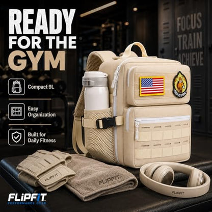 9L Mini Tactical Backpack for Men and Women, Gym Hiking Travel Daypack - color: Beige