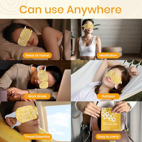 LANNA Heated Steam Eye Mask, Disposable 120 Minutes Chamomile Scent 10 Pcs - color: Chamomile Scent, size: 10 Eye Masks