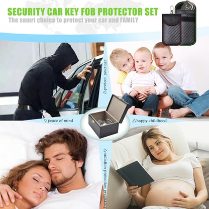 Faraday Box & 4 Pack Faraday Bag for Key Fob Protector, Faraday Cage Key Fob Signal Blocker Faraday Key Fob Protector Faraday Pouch RFID Box for Car Keys - size: Medium (Pack of 2)