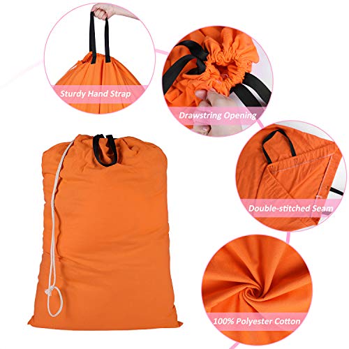 SWISSELITE Heavy Duty Laundry Bag, Large Travel Dirty Clothes Bag - color: Orange