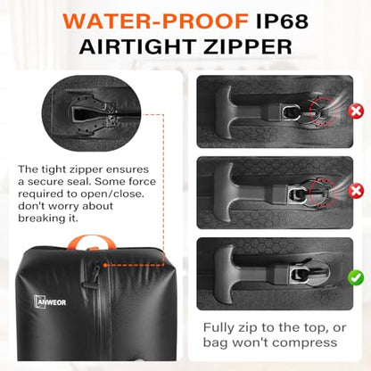 2 Pack Bag with Vacuum Travel for Suitcase, 20L Overpack Vacuum Bags w/Pump - size: 20L