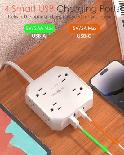 2 Prong Power Strip, WRXDMC 2 Prong to 3 Prong Outlet Adapter - size: 10FT White