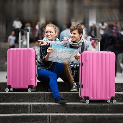 Karl home Luggage Set of 3 Hardside Suitcase Sets - Pink (20/24/28) - color: Pink, size: 3 Piece Set