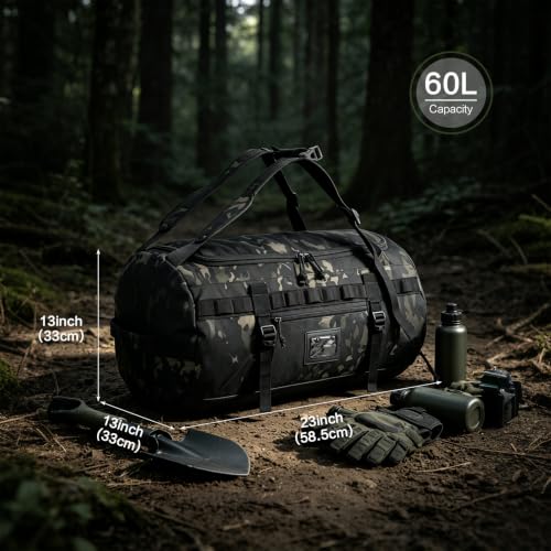 60L Duffle Bag for Travel Gym & Sports Duffel Bag Backpack for Men - color: Camo
