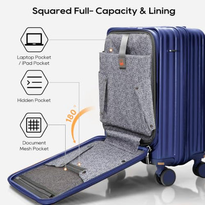 Joyway Luggage Sets 5 Piece with Front Pocket, Expandable Top Opening Suitcase Set, PC Hardside Carry on Suitcase with Spinner Wheels and TSA Lock (Blue) - color: Blue, size: 5 Piece Set (20/24/28 Inch)