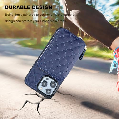 Bocasal Crossbody Wallet Case Card Holder for iPhone 14 Pro Max Dark Blue - color: Dark Blue