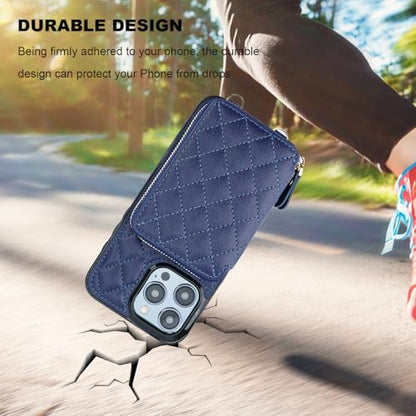 Bocasal Crossbody Wallet Case Card Holder for iPhone 14 Pro Max Dark Blue - color: Dark Blue