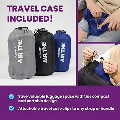 Cabeau Inflatable Travel Pillow – Air TNE – Adjustable, Lightweight, and Supportive for Sleeping on Airplanes, Trains, and Cars– Customized Fit and Compact Carrying Case (Slate Grey) - color: Slate Grey