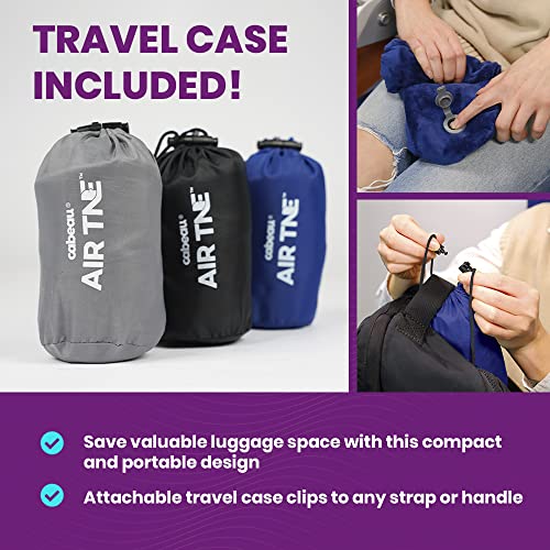 Cabeau Inflatable Travel Pillow – Air TNE – Adjustable, Lightweight, and Supportive for Sleeping on Airplanes, Trains, and Cars– Customized Fit and Compact Carrying Case (Slate Grey) - color: Slate Grey