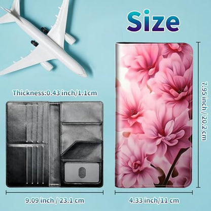 Family Passport Holder RFID,Pink Flowers - color: Pink Flowers