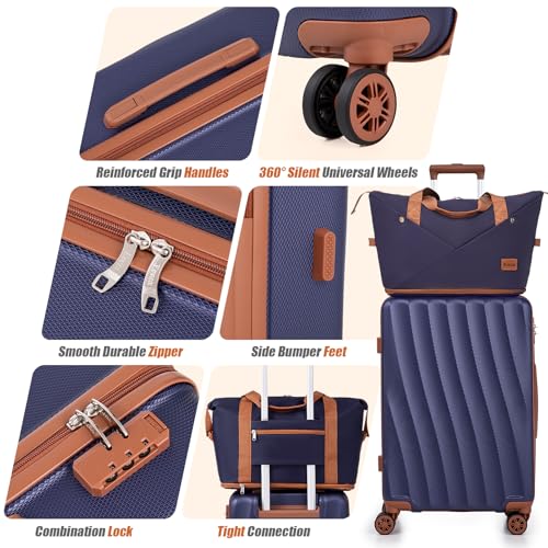 Luggage Sets 6 Piece Suitcases (Purple,16"/20"/24"/28"/DB/TB) - color: Purple, size: 6 Piece Sets (16/20/24/28/DB/TB)