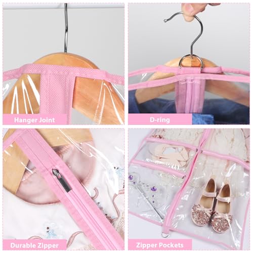 Zilink Clear Dance Garment Bags for Dancers Dance Costume Garment Bag 40 in - color: Clear Pink, size: 4 Pack