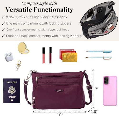 Baggallini Securtex Anti-Theft Keepsake Crossbody - color: Mulberry