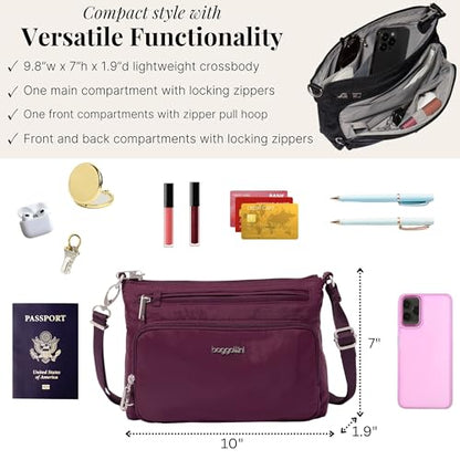 Baggallini Securtex Anti-Theft Keepsake Crossbody - color: Mulberry