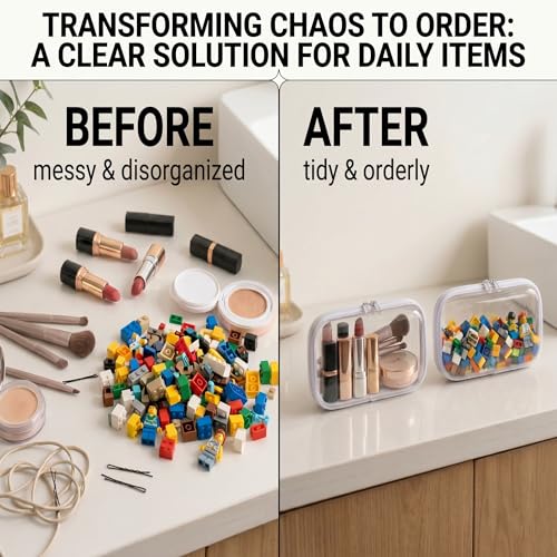 4 Pack Clear Hard Shell Zipper Case, Small Diaper Bag Organizer Pouches, Heavy Duty Crush-Proof Clear Zipper Pouches for Purse & Tote, Travel Makeup Bag for Toiletries, Electronics, Toys - size: 4S(4.5×8")