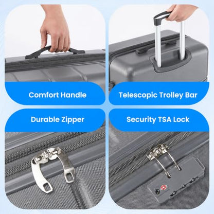 Simple Deluxe 24 Inch Hardside Carry On Luggage with Spinner Wheels - color: Dark Grey, size: 24 inch
