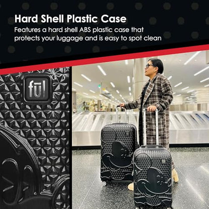 FUL Mickey Mouse Disney Kids Suitcase Set, Black - color: Black, size: 21 Inch