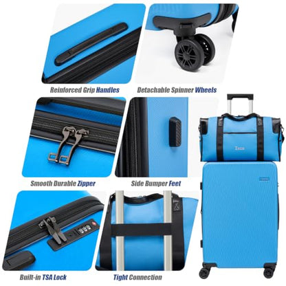 5 Piece Hardshell Luggage Set TSA Lock Spinner Wheels IceBlue - color: IceBlue, size: 5 piece