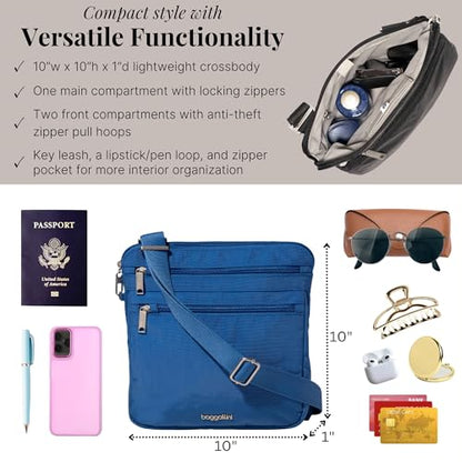 Baggallini Securtex Anti-Theft Large Crossbody - color: Lapis