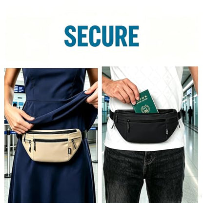 Money Belt for Travel RFID Blocking Passport Holder (light grey) - color: light grey