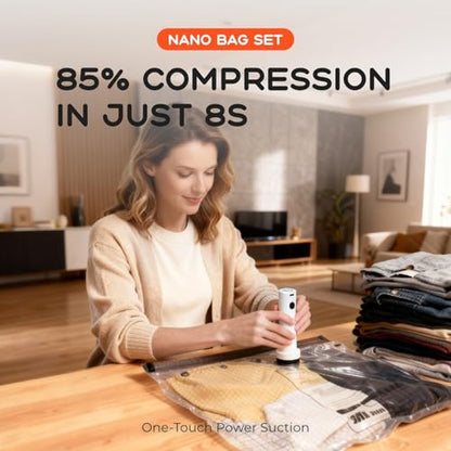 Vacuum Bags for Clothing Travel with Rechargeable Air Pump - size: 10 Combo+Pump