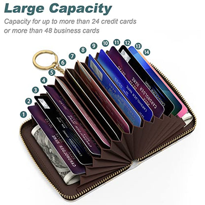 Nipichsha Women's Gray Gold Marble Leather Slim RFID Wallet, Compact Size, 12-Slot with Zipper and Keychain - color: Gray Gold Marble