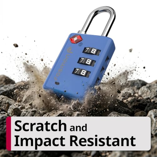 Fosmon TSA Approved Locks for Luggage. Suitcase Locks with Open Alert Indicator, 3 Digit Combination Padlock with Alloy Body for Travel, Backpack Zipper Anti Theft, Locker, Gym, Gun Case- Blue 2 Pack - color: 3 Digit Blue 2 Pack