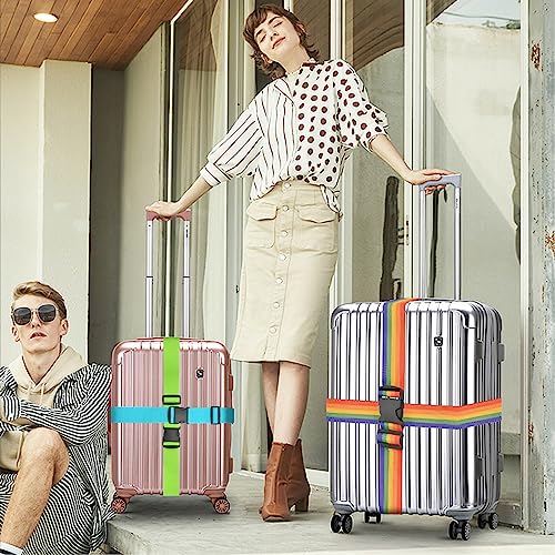 BILIONE Luggage Straps for Suitcases,79" Long Adjustable Luggage Belts - color: Black+Pink, size: 8Pcs