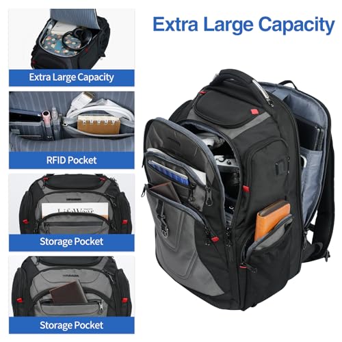 KROSER Travel Laptop Backpack 17.3 Inch XL Computer Backpack for Men/Women - color: Black/Grey, size: 17.3 inch