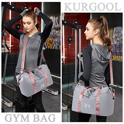 Gym Bag with Wet Pocket, Foldable Travel Duffle Bag Carry On Weekender Bags for Women, Waterproof Overnight Bag for Travel, Gym, Yoga - color: A0-Gray