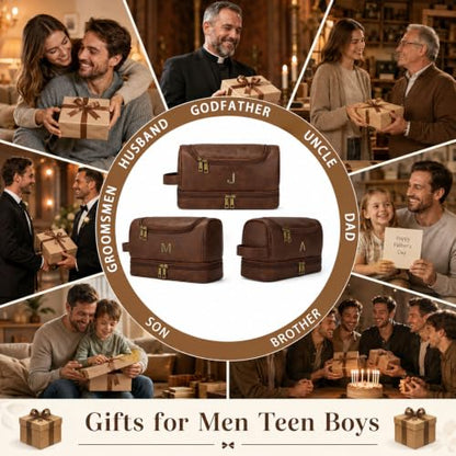 Personalized Toiletry Bag for Men, Initial Custom Gifts for Men - style: T