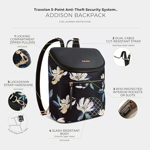 Travelon Anti-Theft Addison Backpack - color: Midnight Floral