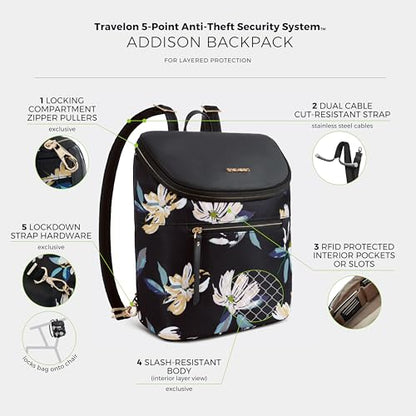 Travelon Anti-Theft Addison Backpack - color: Midnight Floral