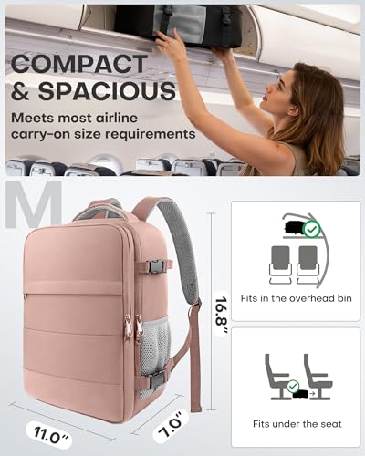 HOTOR Travel Backpack Flight Approved Bag Men Women, Medium Pink - color: Pink, size: Medium