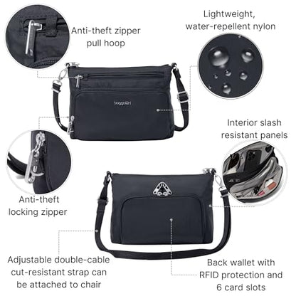 Baggallini Securtex Anti-Theft Keepsake Crossbody - color: Black