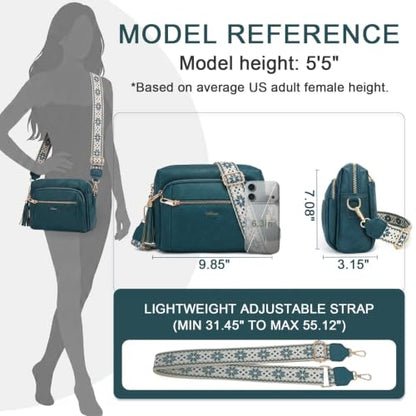 Vegan Leather Crossbody Bags for Women Anti theft Purses and Handbag - color: Turquoise Blue