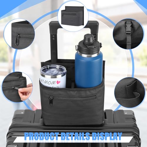 2 Pack Luggage Travel Cup Holder for Suitcase, Drink Carrier for Traveler - color: 2 pack black
