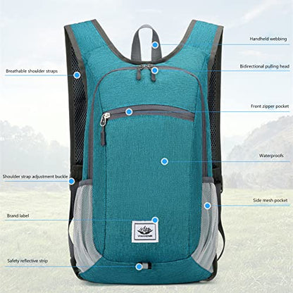 DOJUNS Hiking Backpack 15L Small Travel Backpack Lightweight Foldable Daypack Packable Camping Backpacks for Women Men (Blue) - color: Blue