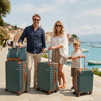 Cosbarn Luggage Sets 5 Pcs Suitcases with Wheels, 20"/24"/28",DarkGreen - color: DarkGreen, size: 5 Piece Sets (20/24/28/Db/Tb)