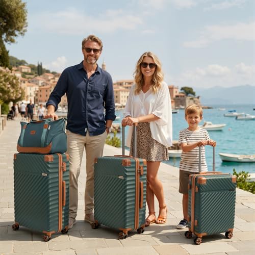 Cosbarn Luggage Sets 5 Pcs Suitcases with Wheels, 20"/24"/28",DarkGreen - color: DarkGreen, size: 5 Piece Sets (20/24/28/Db/Tb)