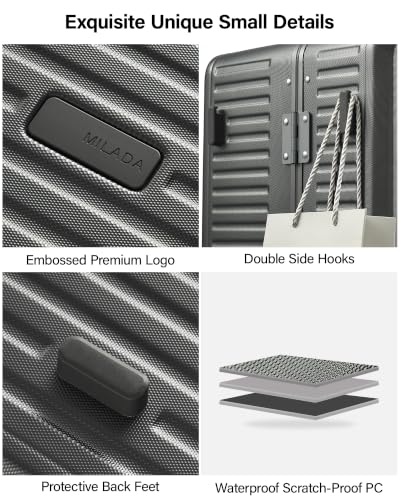 MILADA 24'' Hardshell Checked Suitcase, Trunk Zipperless Aluminum Luggage - color: Rock Gray, size: Trunk 24 Inch