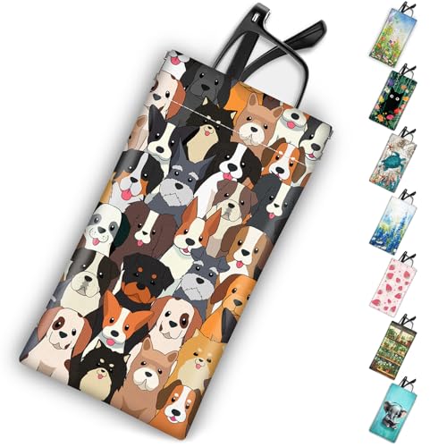 Soft Glasses Case for Sunglasses Eyeglass Slim Pouch - color: Dog