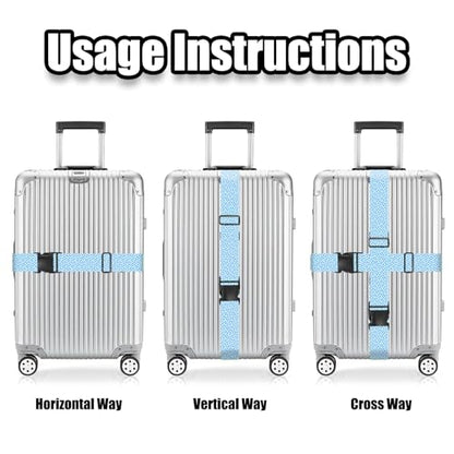 Nuxovilar Luggage Straps Set for Suitcase 1.96x90.5in Polyester - color: YCC01246, size: 1.96"x90.5"