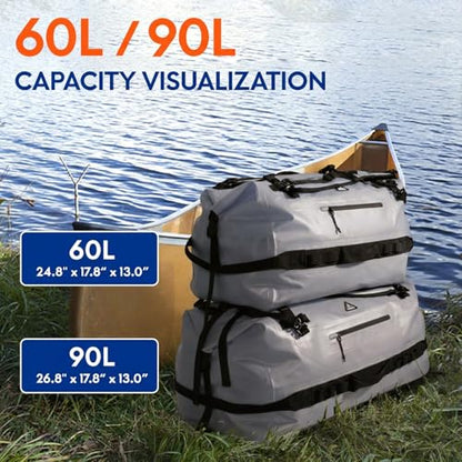 Haimont IPX7 Waterproof Roll-Top Dry Duffel Backpack Bag - color: Light Gray, size: 90L