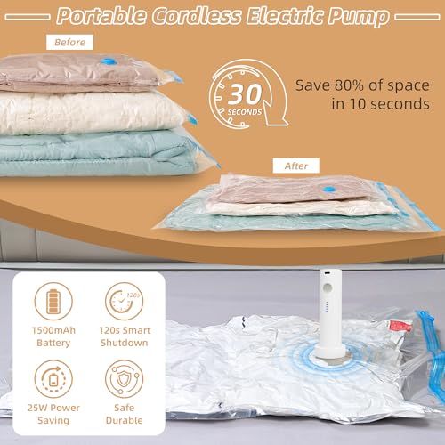 18 Pack Vacuum Storage Seal Bags for Travel with Cordless Electric Pump - style: 18 Combo+ Electric Pump