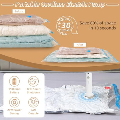 18 Pack Vacuum Storage Seal Bags for Travel with Cordless Electric Pump - style: 18 Combo+ Electric Pump