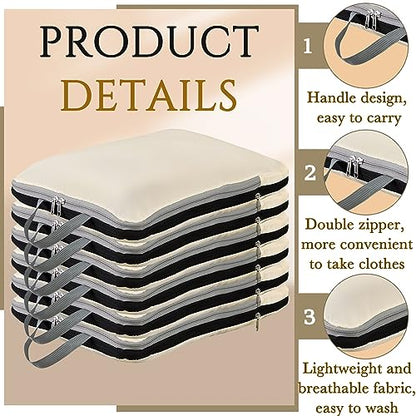 Hosuly 6 Pcs Compression Packing Cubes, 17.3 x 12.6'', Beige - color: Beige