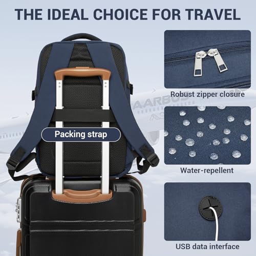 Kono 20L Airline Approved Casual Daypack bag, 15.6" Laptop Backpack, Navy - color: Navy