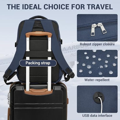 Kono 20L Airline Approved Casual Daypack bag, 15.6" Laptop Backpack, Navy - color: Navy