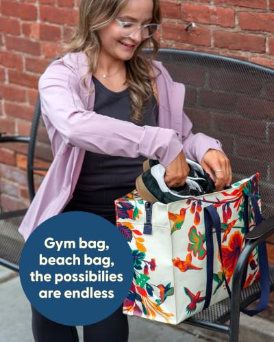 Blue Q Reusable Shoulder Tote Bag - Carry Everywhere Bag with Hefty Zipper - color: Hummingbird